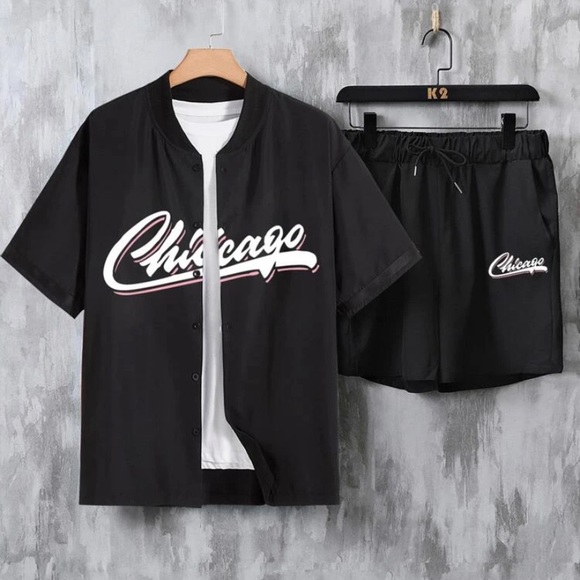 Graphic Shirt & Drawstring Waist Shorts - Picture 1 of 5